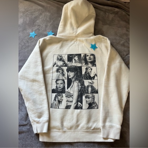 The Eras Tour Cream Hoodie Official Merch Merchandise Taylor Swift Sweatshirt - Picture 2 of 6
